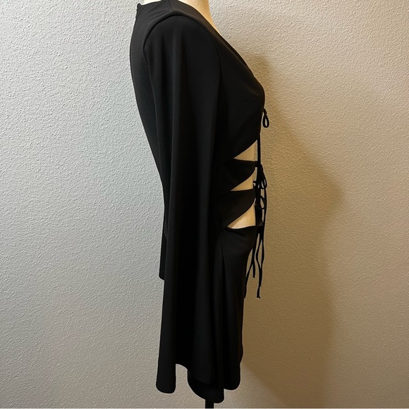 ZARA Cut-out Midriff Long sleeve Bodycon Mini dress in Black Size M NWT - Picture 9 of 11